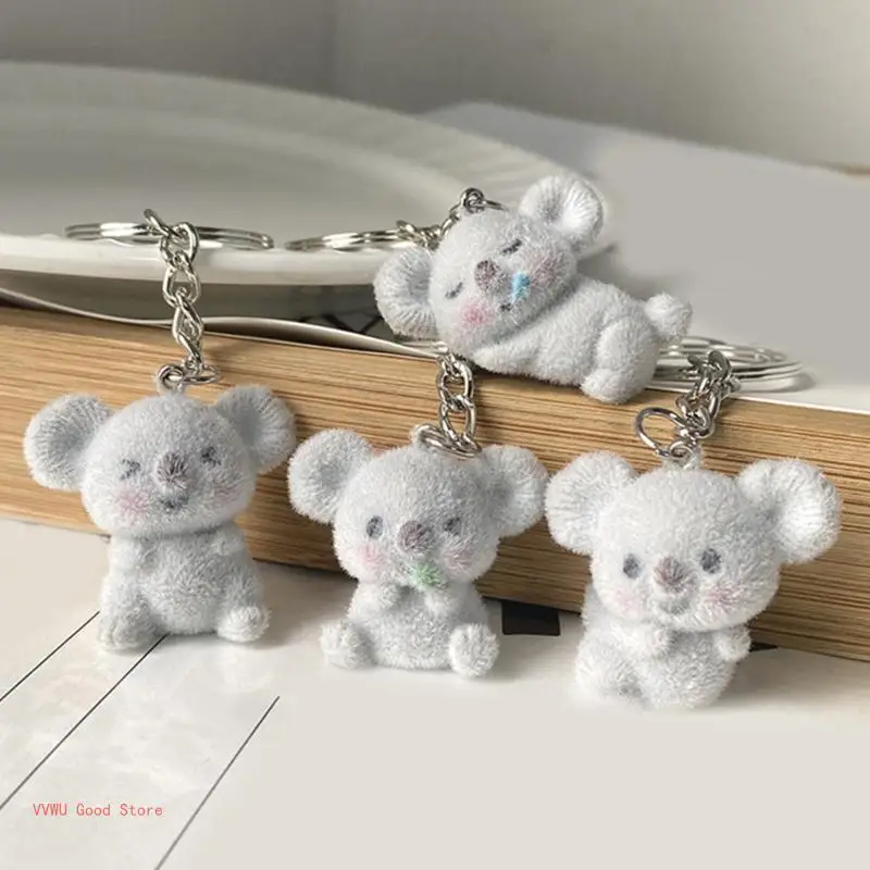 Delightful Flocking Koala Keychain Playful Koala Keyring Pendant Key Adornment Adds Fun To Your Purse Or Backpack