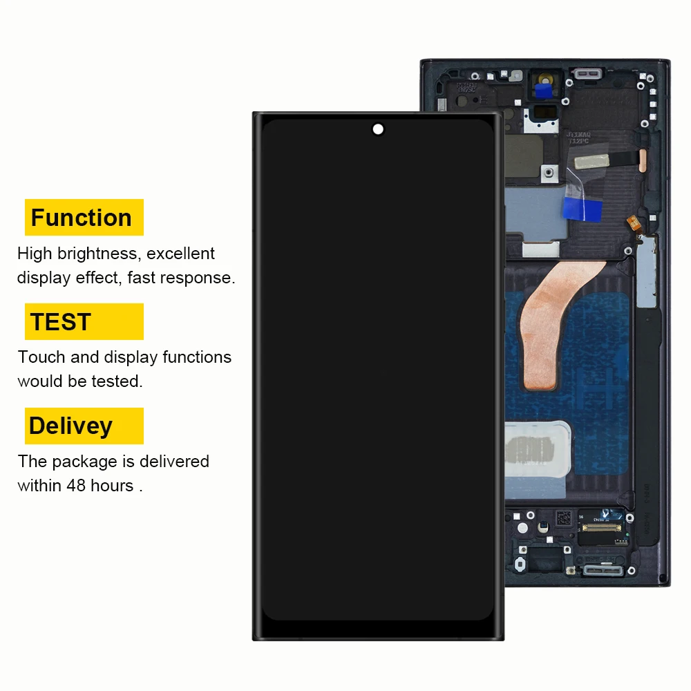 Amoled For Samsung S22 Ultra S908B S908N S908U LCD Display Touch Screen Digitizer with Frame For Samsumg Galaxy S22Ultra 5G