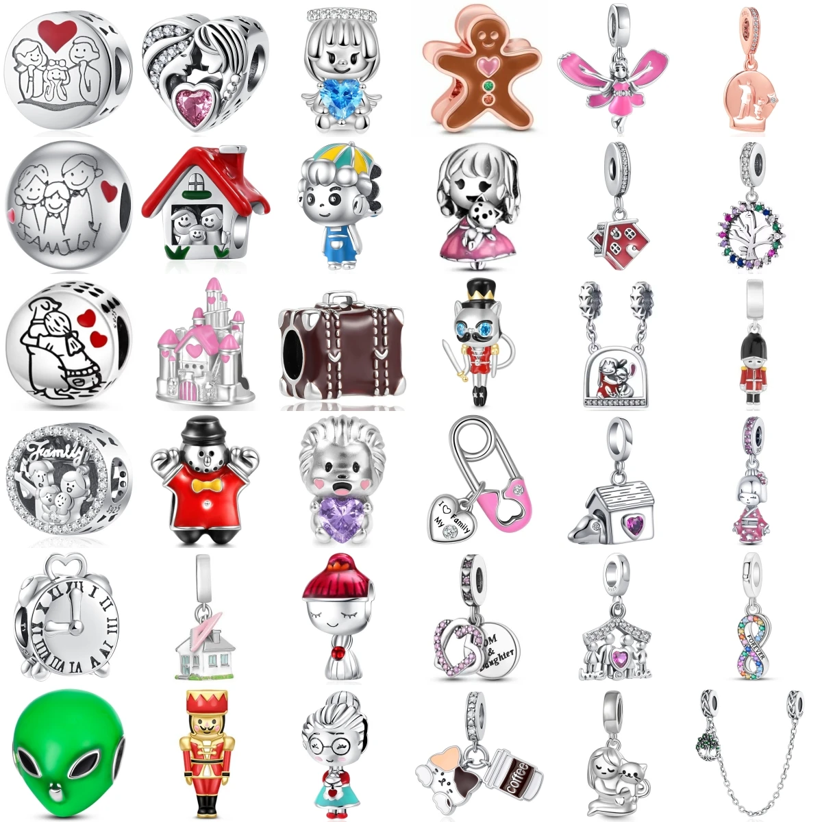 

New Fashion 925 Sterling Silver Alarm Clock Soldier Castle DIY Fine Beads Fit Original Pendant Women Bracelet Accessories Gift