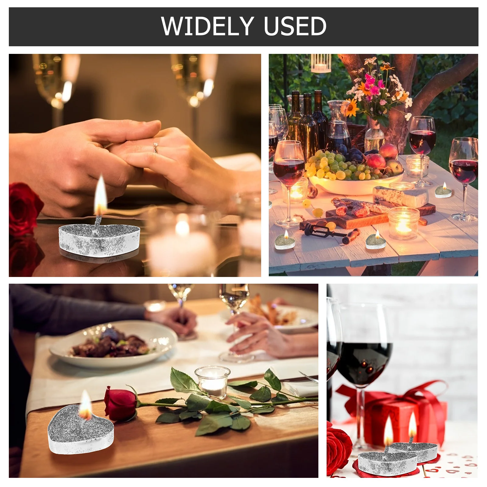 

30 Pcs Heart-Shaped Smokeless Tealight Candles Decor Romantic Mini Lights