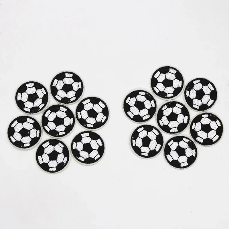 5pc S/M/L/XL Round Embrioidery Football Patches for Clothing Iron on Boy Clothes T-shirt Jeans Sticker Black Appliques Stripes