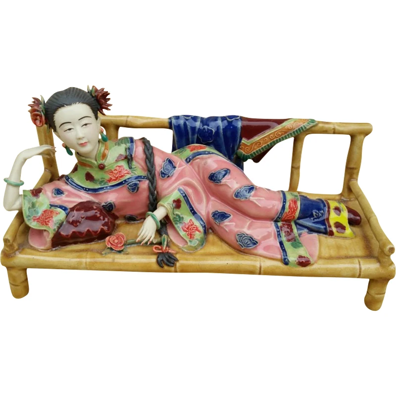 

Ancient beauty zuichun Shek Wan doll ceramic style board room layout girl Beauty figure Sculpture statue Home shelf decoration