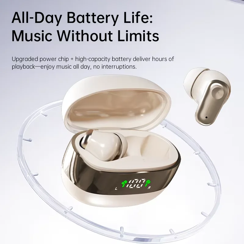 MINI550-Wireless Headphones, High-Fidelity Stereo Headphones, with Noise Cancellation Feature and LED Display, Mini Headphones