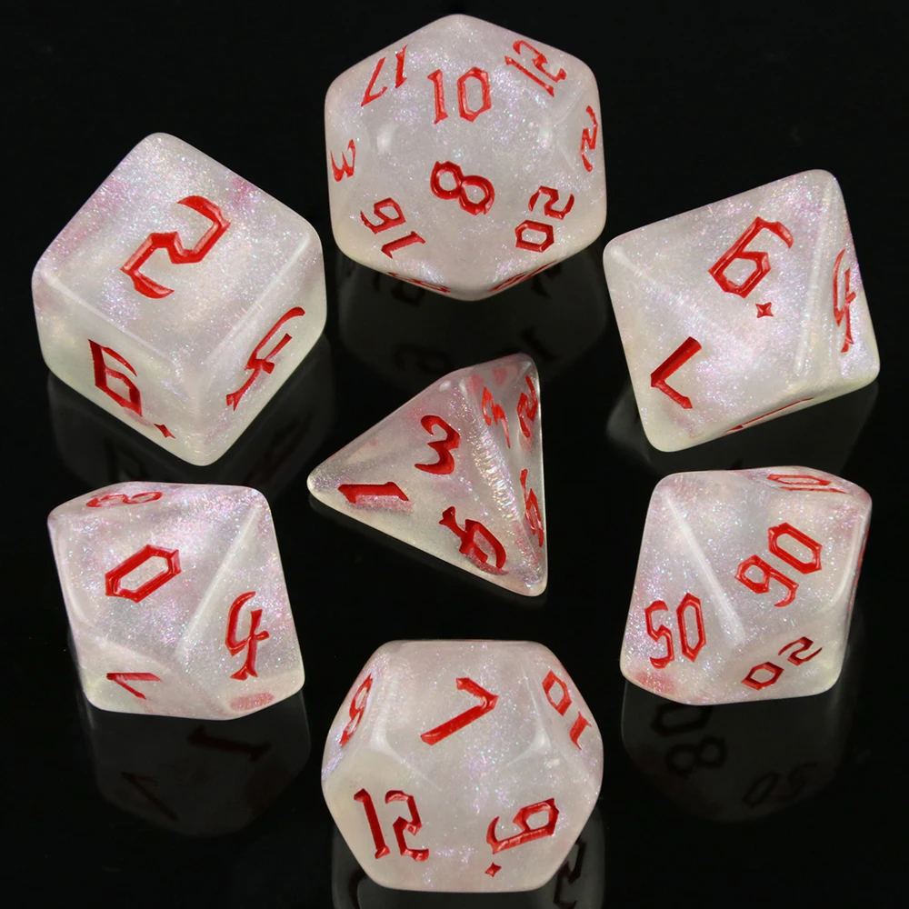Iridescent Glitter RPG Polyhedral Dice Set for DNDGame Dungeon and Dragons Table Board Roll Playing Games