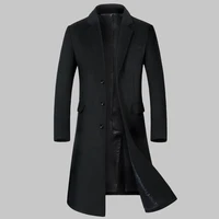 Abrigo de lana de alta calidad para hombre, gabardina larga a la moda para otoño e invierno, M-4XL de algodón grueso por encima de la rodilla