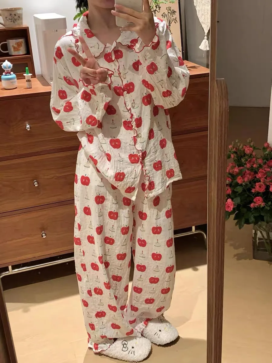 2026-new-women's-sleepwear-long-sleeve-long-pants-set-cute-print-with-lace-can-be-worn-outside-home-comfortable-so