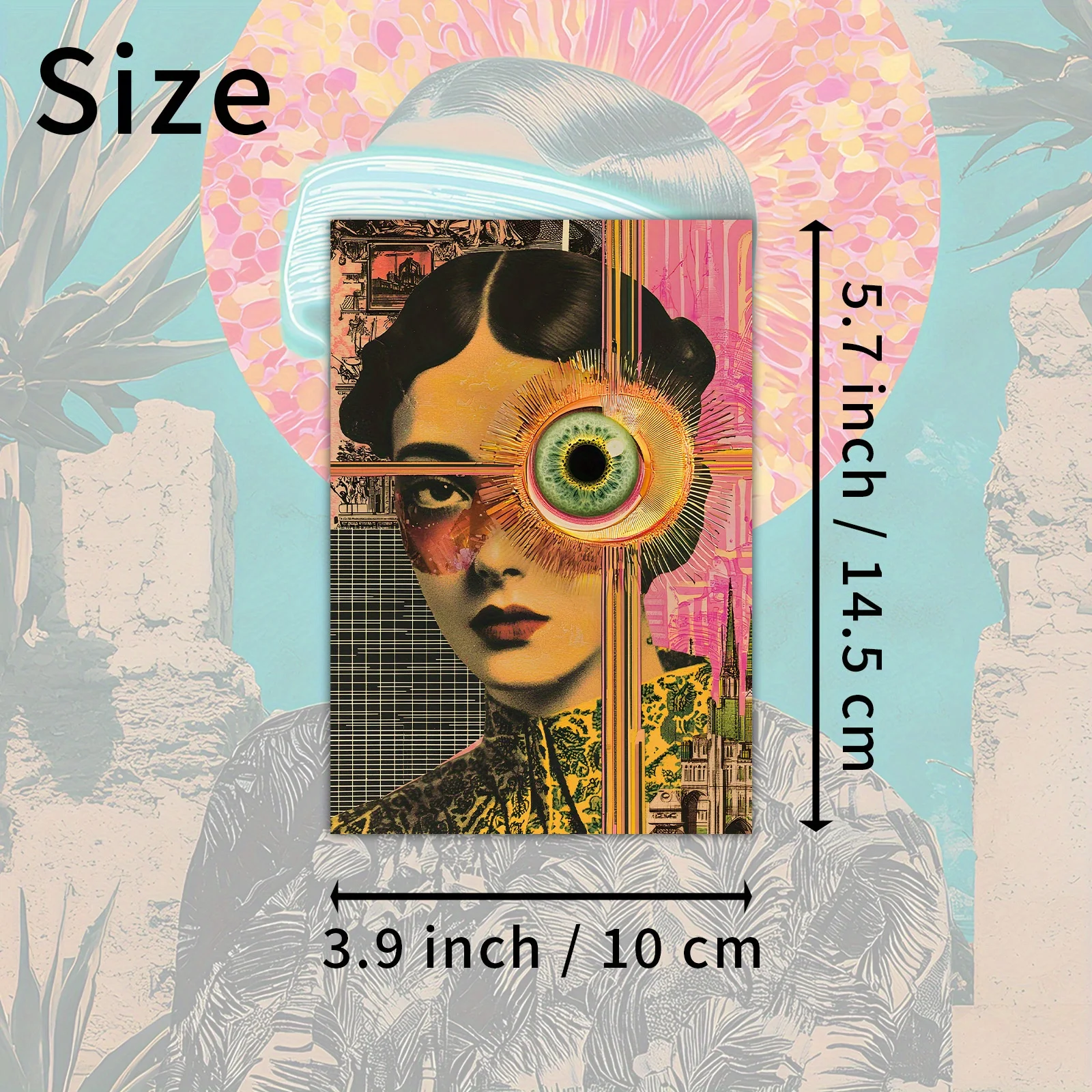 20PCS Retro Mixed Surreal Neon Female Character Postcards with Classic Illustration Girl Patterns, Used for Handmade Production
