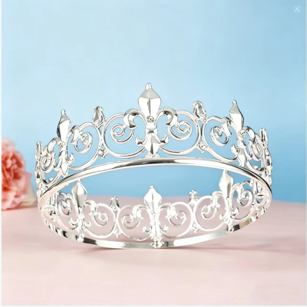 European and American men's round crown tiara, retro king style, for pageant queen and award ceremony