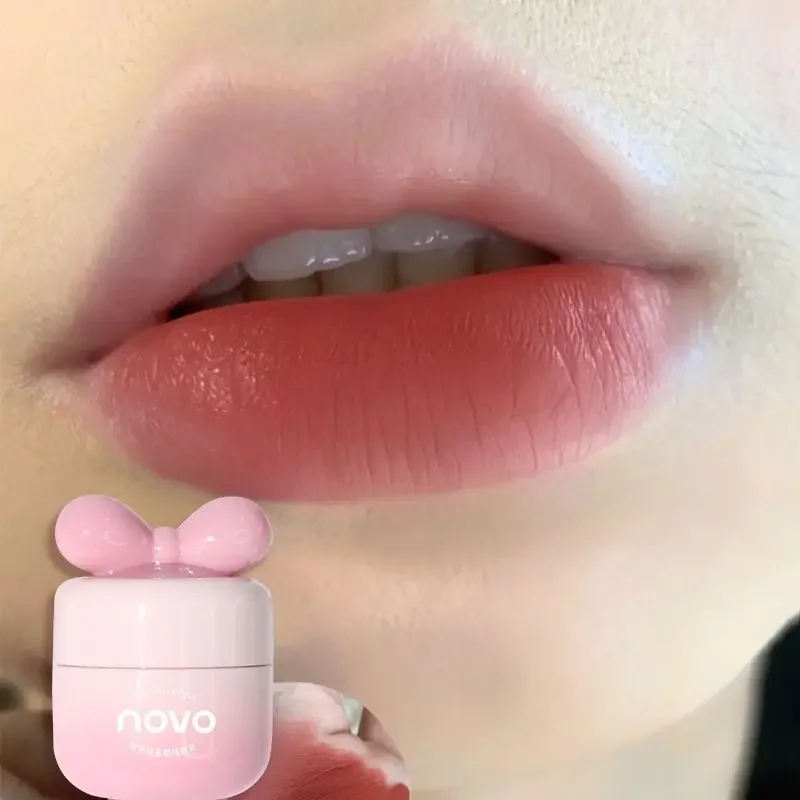 NOVO Jar Lip Mud Long Lasting Non-Stick Velvet Matte Nude Matte ลิปสติกน่ารักความงาม Lip GLOSS แต่งหน้า Maquillajes Para Mujer