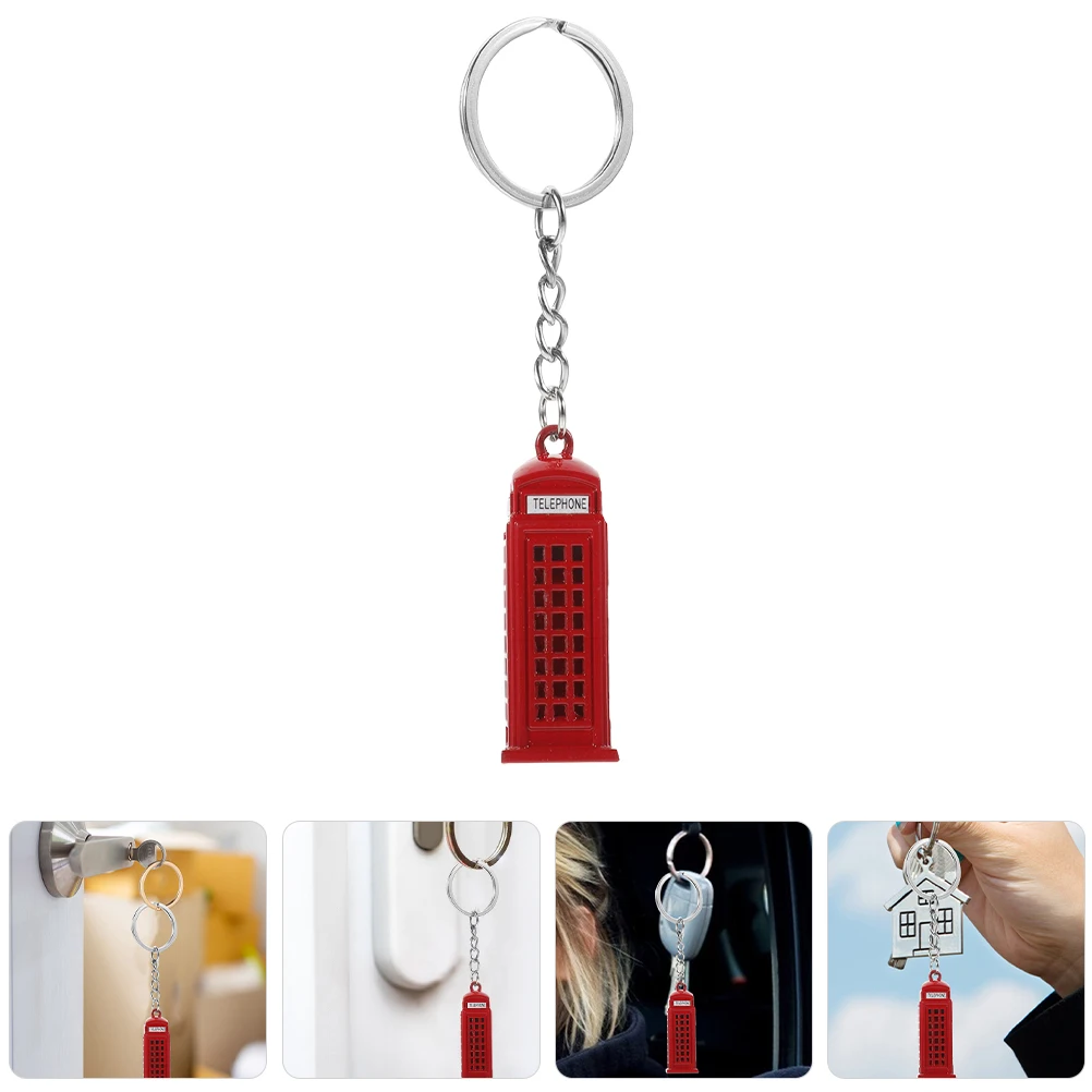 

Telephone Booth Keychain Pendant Lovely Decorative Bag Pendants Portable Key Chain Sweet Gifts Hanging Car nament