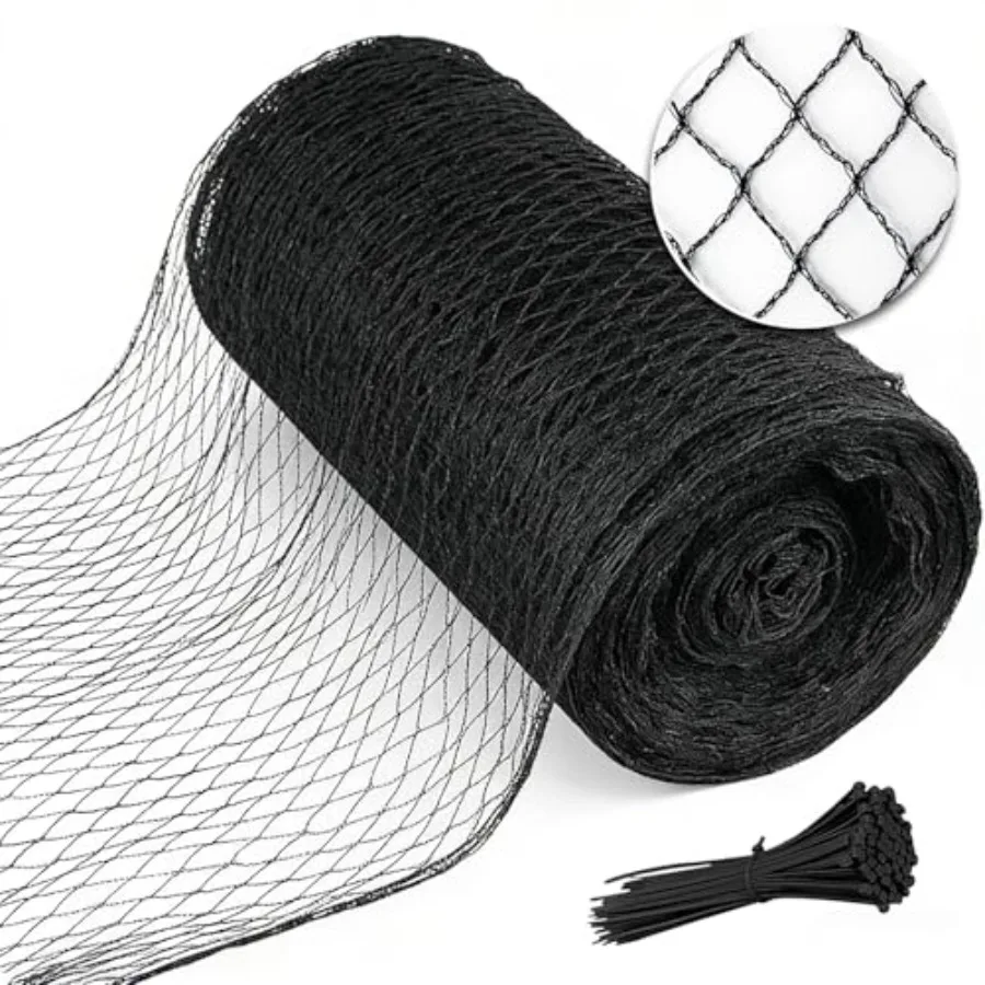 

Garden Bird Netting 25x100 FT Heavy Duty Black HDPE Net for Fruit Trees, Chicken Coop, Pond, Blueberry Bushes, Poultry Deer Pro