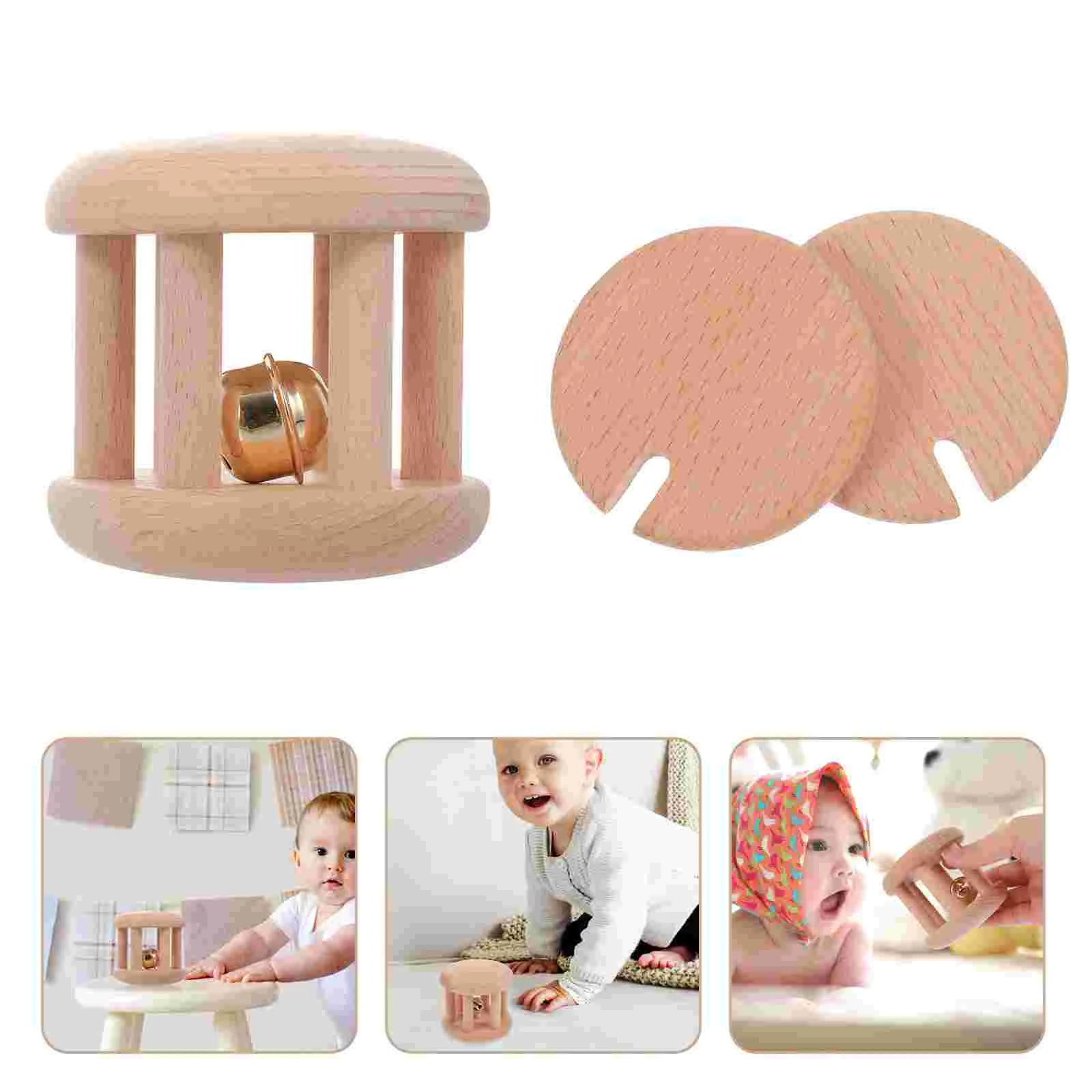 Jouets préscolaires pour bébés, produits en bois, meulage, entraînement mentaires oriel, hochet la cloche, 2 pièces