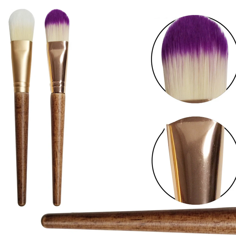 

6pcs Bamboo Handle Makeup Brush Set For Face Application Portable Pouch Ideal Travel Outdoor Practical Tools