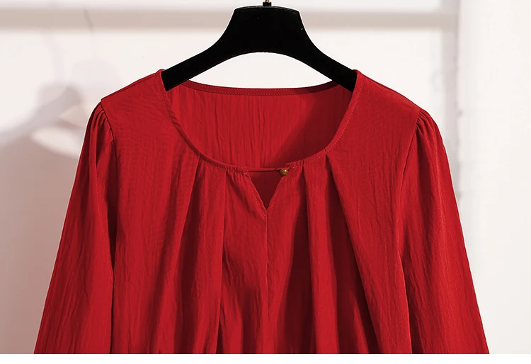 2026 Weiße Bluse mit Kordelzug-Taille, langen Ärmeln, lockerem Schnitt, verjüngendem Peplum, Babydoll-Stil, lässiges Top aus Crinkle-Stoff – Detail 28