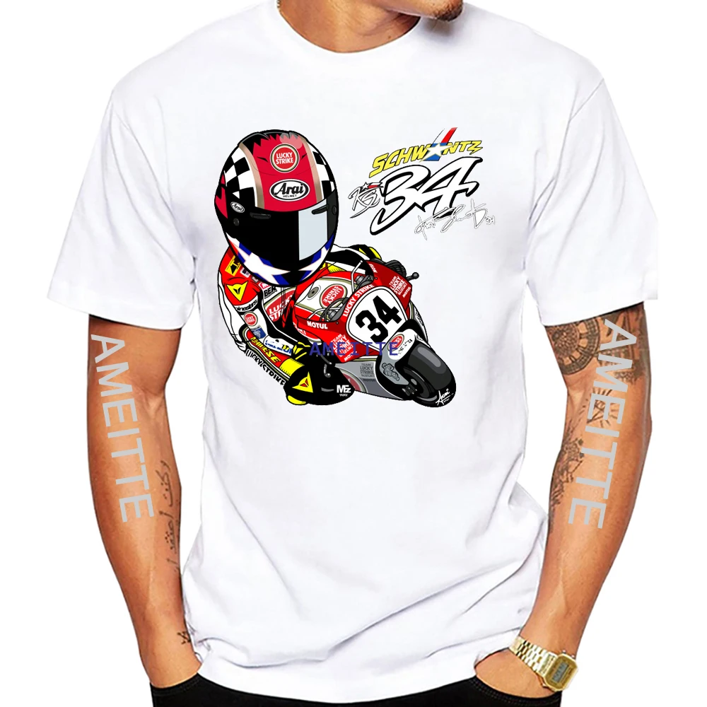 34 # كيفن شوانتز GP 2023 تي شيرت الصيف الرجال قصيرة الأكمام GS مغامرة موتو الرياضة بلايز عادية الأبيض رجل دراجة نارية متسابق تيز #1