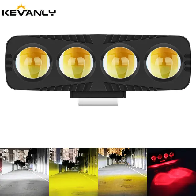 Motocykl 4 soczewki reflektory Led reflektory wysoka jasność światło do jazdy motocyklem lampa przeciwmgielna motocykl skuter lampa do jazdy 12V