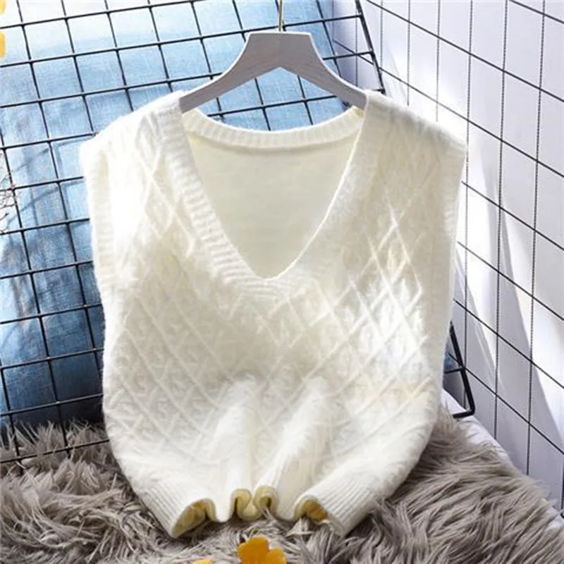 Knitted sweater vest women\'s autumn outfit new Korean version loose fashion vest sweater top trend