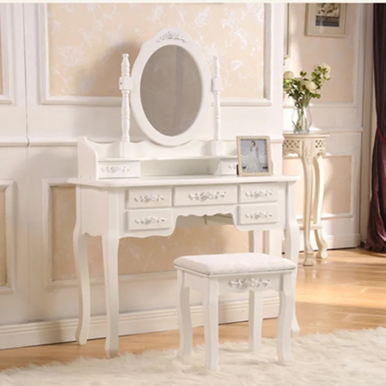 

European dresser bedroom simple modern dressing table white pastoral solid wood dressing table wholesale one piece hair