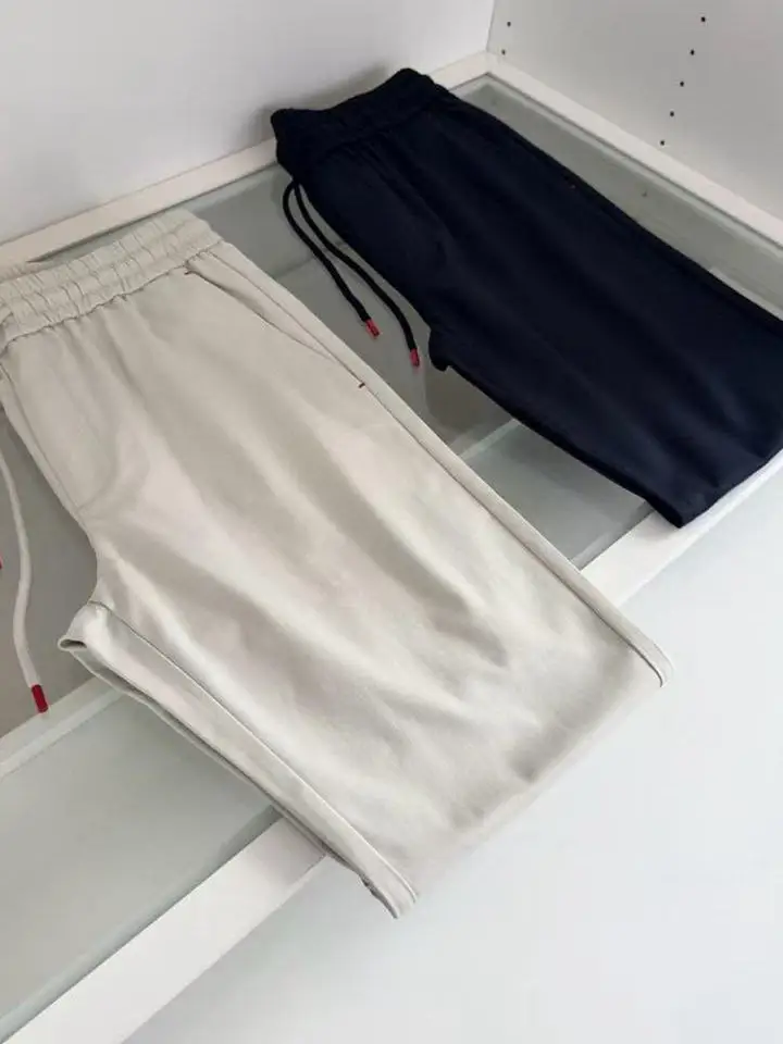 Italian Kiton old money style fashion casual pants simple solid color drawstring straight trousers