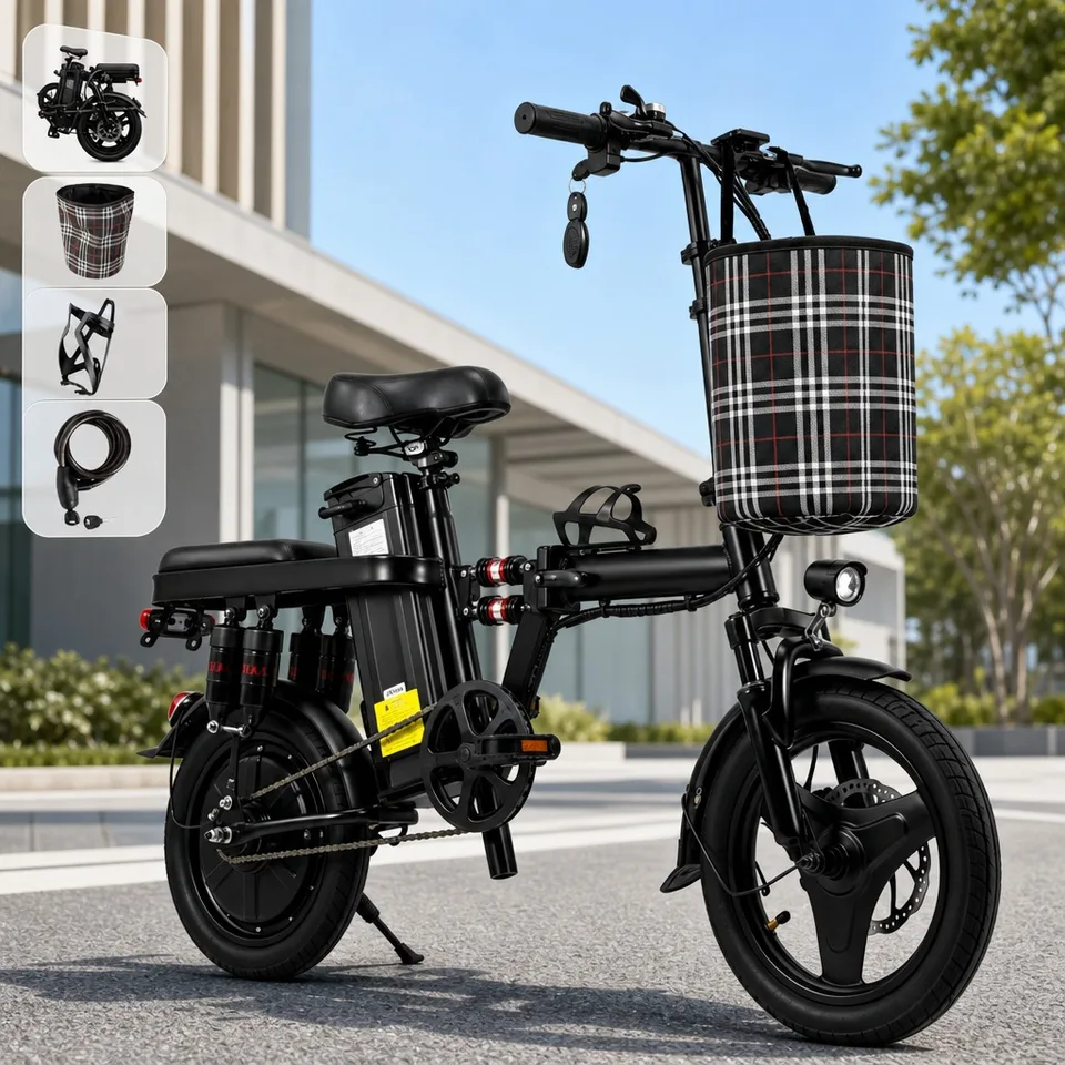 Adult Electric Bicycle 8 Shock Absorbers 14" Tires 500W 48V 15Ah Foldable E-Bike Smooth Ride Commuter Folding Ebike Scooter image 3