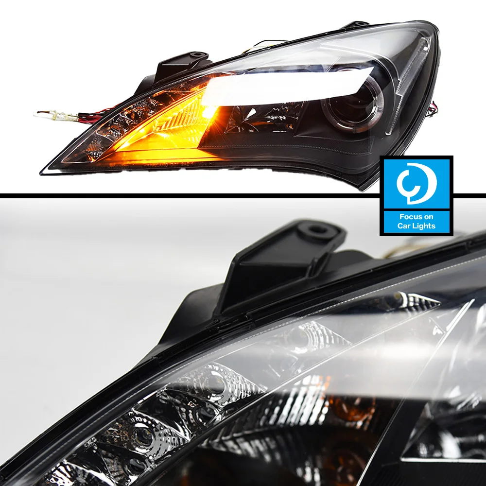 Faro anteriore per auto per Hyundai Genesis Coupe LED Headlight Styling indicatore di direzione dinamico accessori automobilistici assemblaggio 2 pezzi