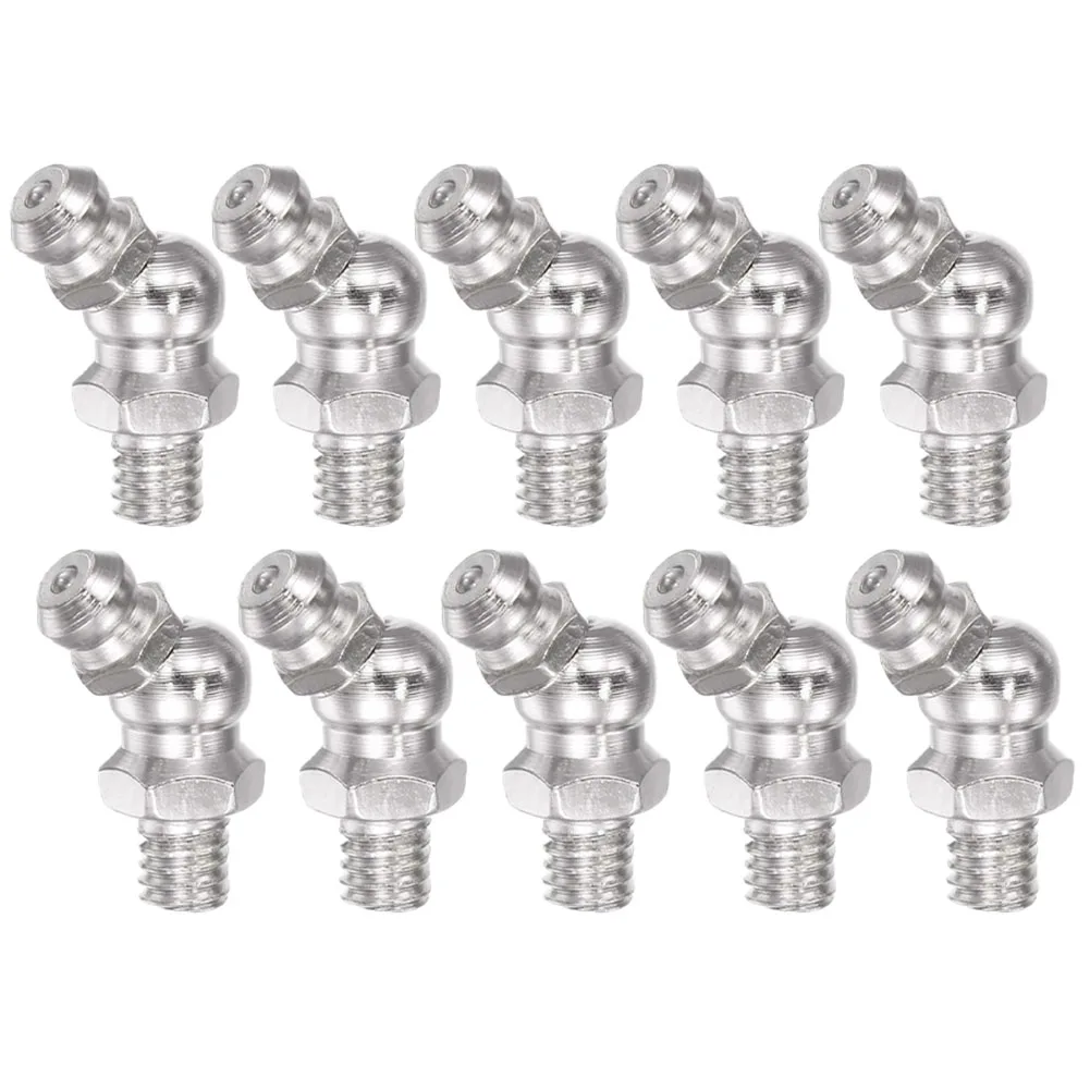 

10pcs Grease Fittings Nickel-Plated Iron 45 Degree Grease Fitting M6x1mm Thread Hydraulic Power Tools Replacement Accessories