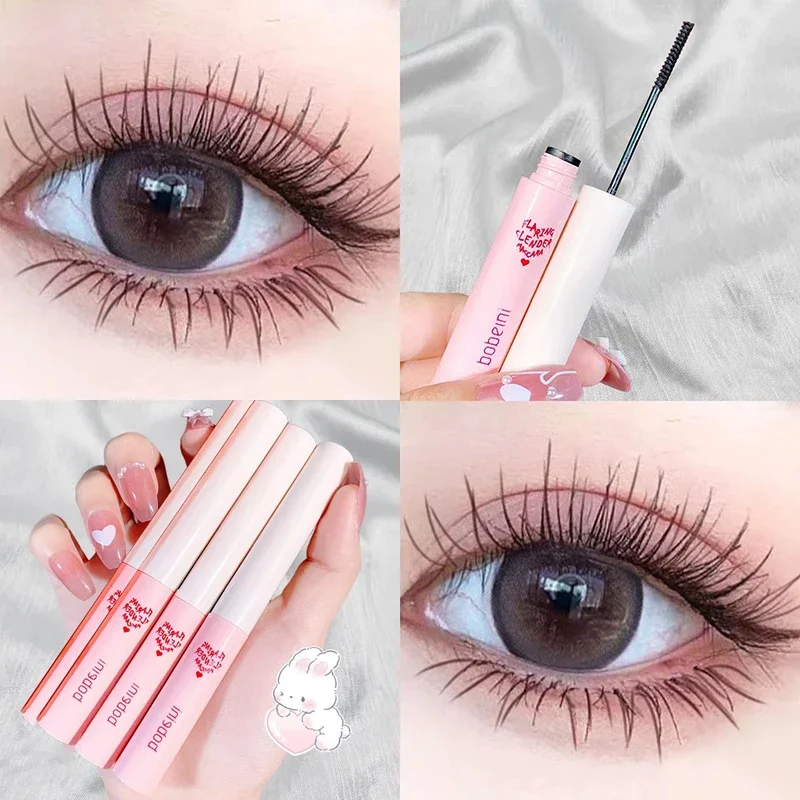 Ultra-fine Brush Mascara Makeup Silk Fiber Lengthens Eyelashes Waterproof Fast Dry Matte Brown Black Curling Mascara Comestics