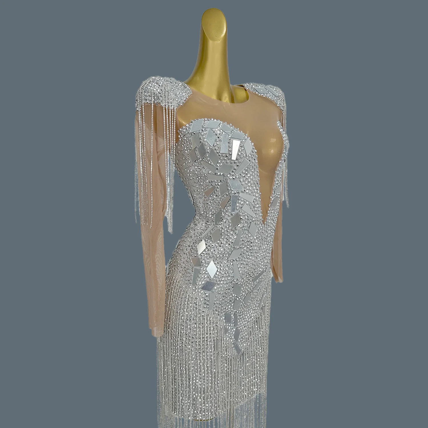 Vestido Saias Sparkly Crystal Sequin Tassel Dress Bridesmaid Wedding Birthday Party Dress Women Bodycon Club Prom Dresses Yintai