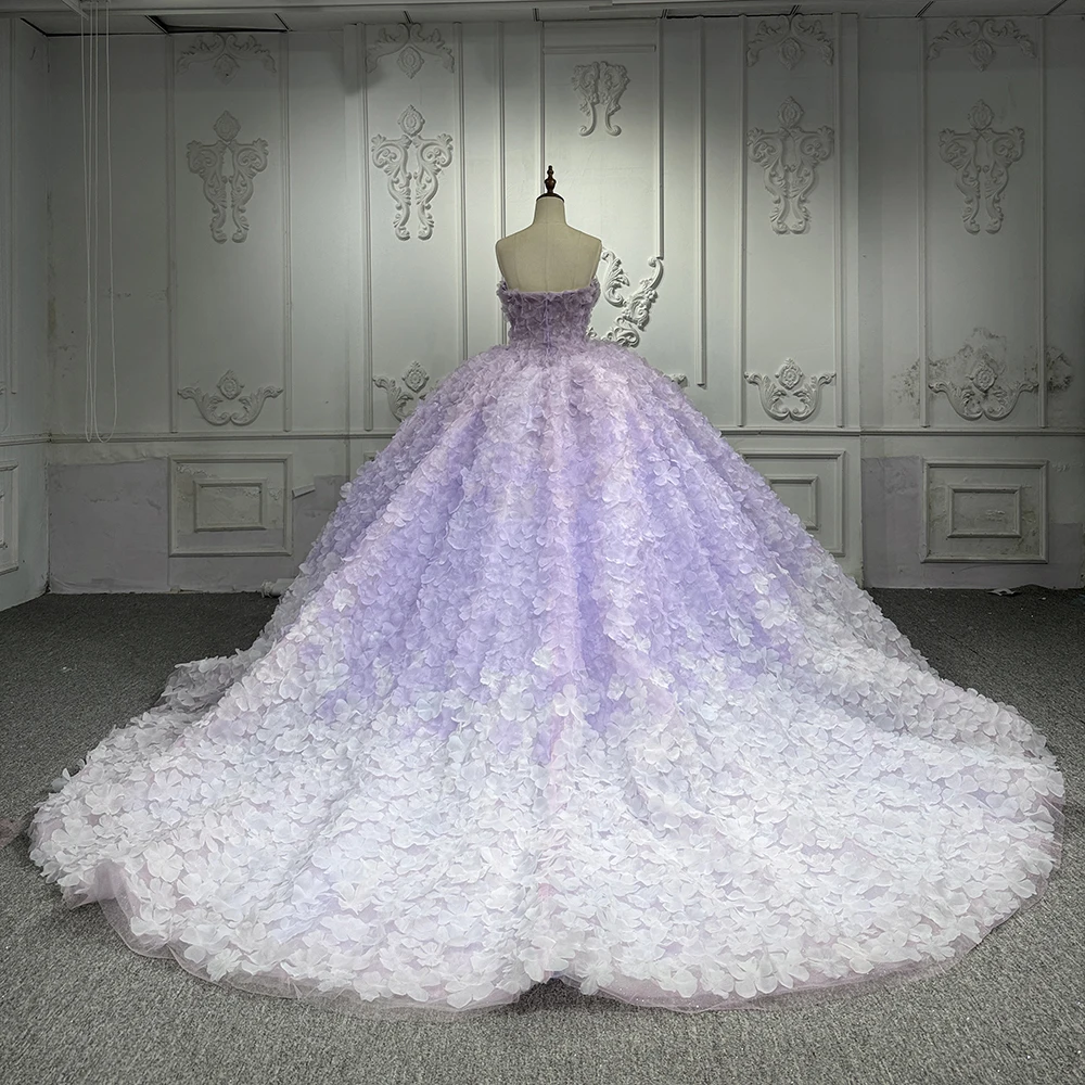 Chic Quinceanera Dresses Purple Strapless Vestidos De 15 Anos De Dos Piezas Wholesale Customized Lace Up Back Court Train