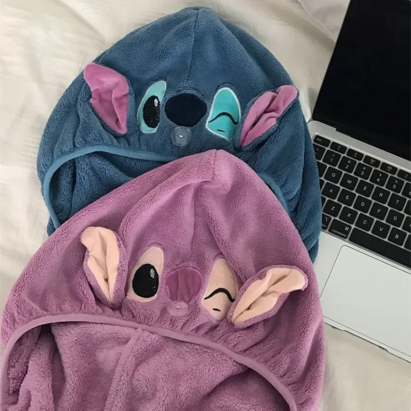 

New Disney Stitch hair drying towel women's fashionable coral velvet drying towel strong water shower cap wiping shower cap tool