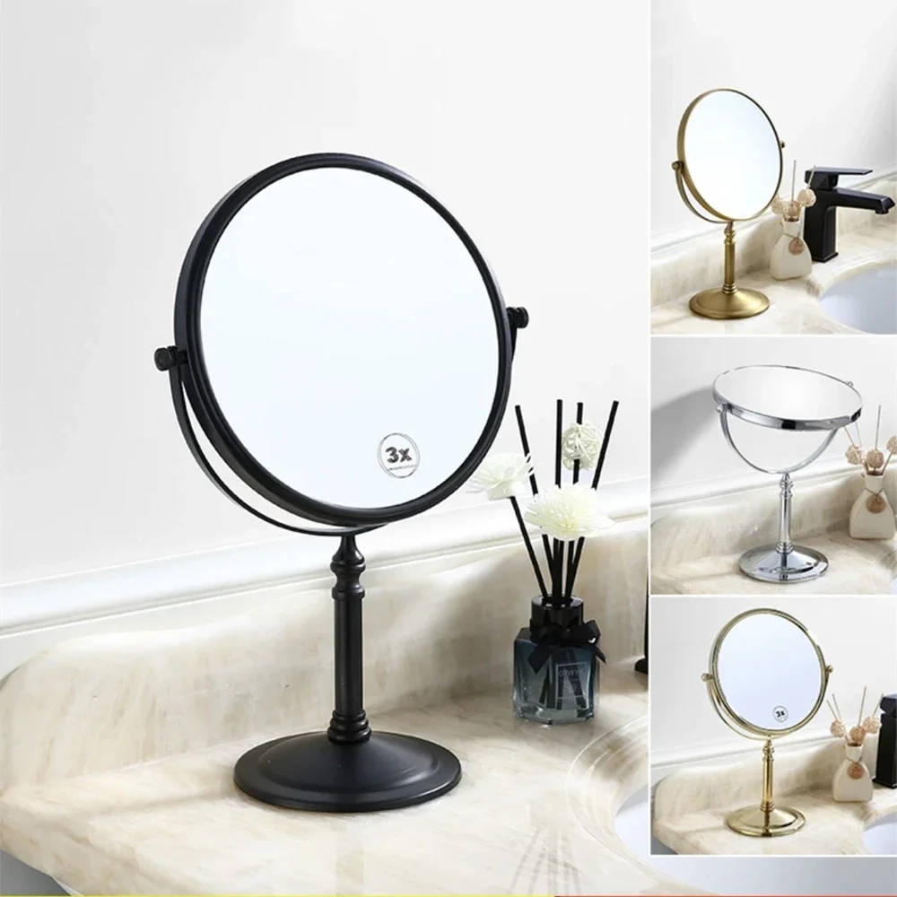 

Dual-Sided Rotate Makeup Mirror 3x Magnification Standing Beauty Cosmetic Mirror for Bathroom Counter Wash Table 8 inch Mirror