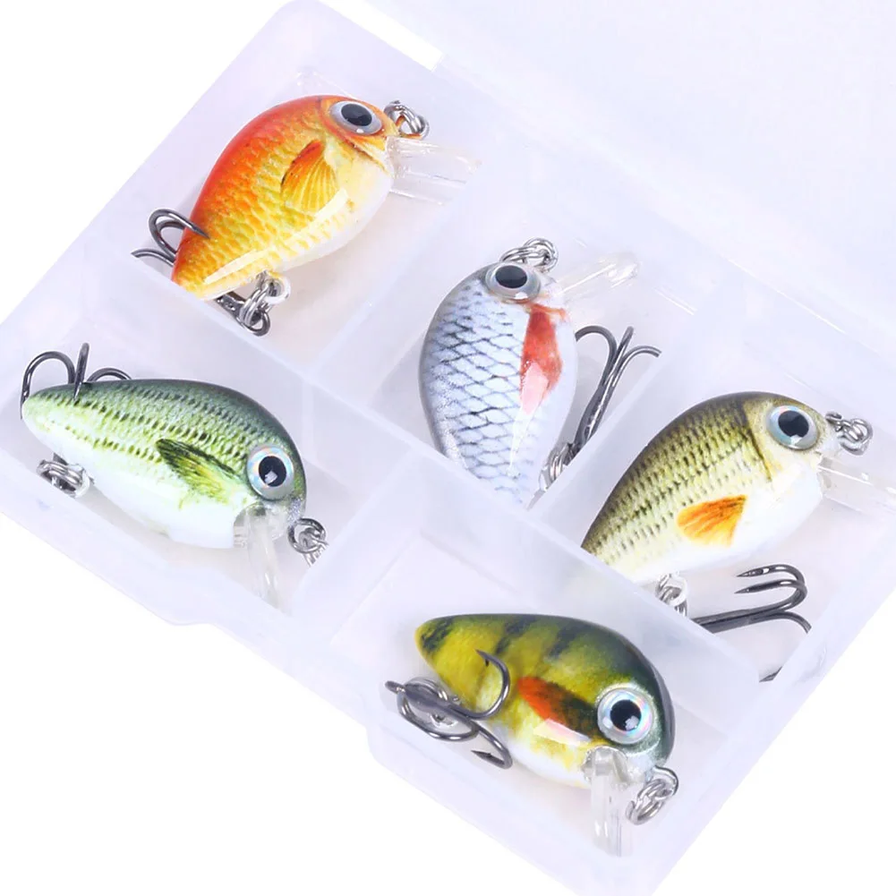 5PCS Micro Crankbait Slow Sinking  Vib Set Pocket Fishing Tackle Kits For Outdoor Freshwater Saltwater Fishing