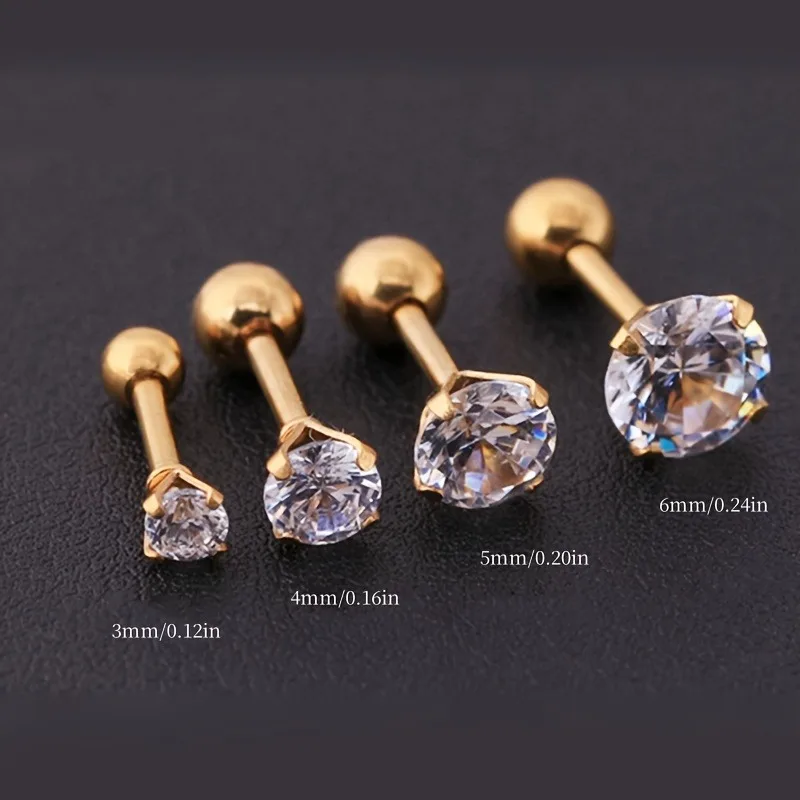 Women's 4 Pairs Elegant Faux Diamond Stud Earrings Set