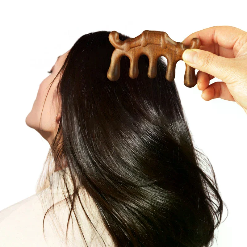 

Изысканная резьба, деревянная массажная расческа, сандаловое дерево, масляный массажер для головы, расческа для волос, инструменты, многофункциональная расчесывание меридианов