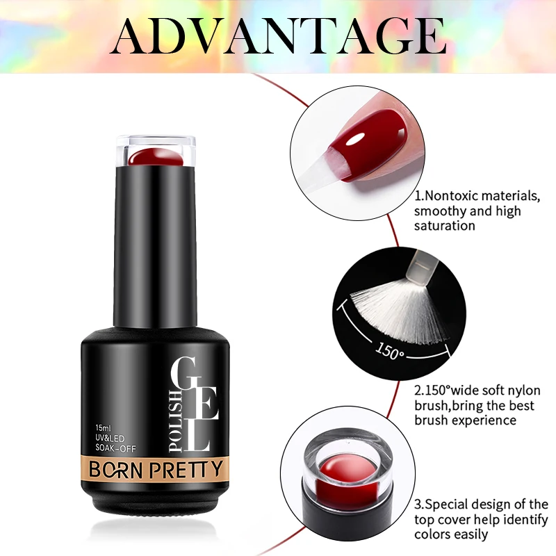 BORN PRETTY 15ml Autumn Color Gel Nail Polish Dark Brown Blue Red Christmas Soak Off UV LED Gel Nail Art DIY Design Varnishes