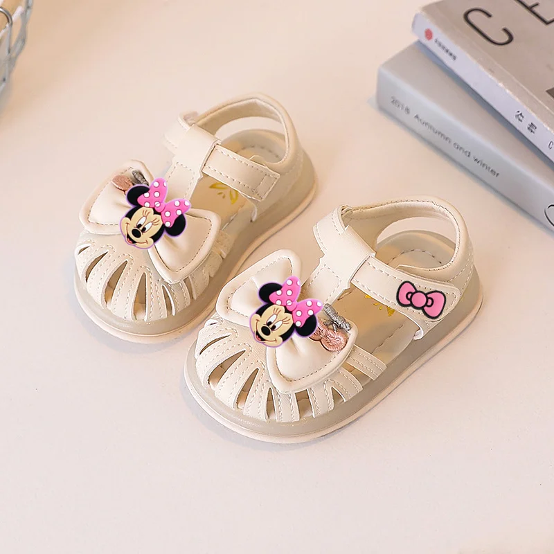

Disney Mickey Mouse Minnie Girl Baby Summer Sandals Baby Toddler Shoes Soft Sole Kids Princess Beach Shoes Cartoon first walkers