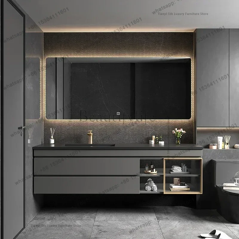 YJ Nordic Smart Bathroom Mirror Multifunction Modern Luxury Beauty Makeup Bathroom Cabinet Vanity Home Furniture Arredo Bagno FY
