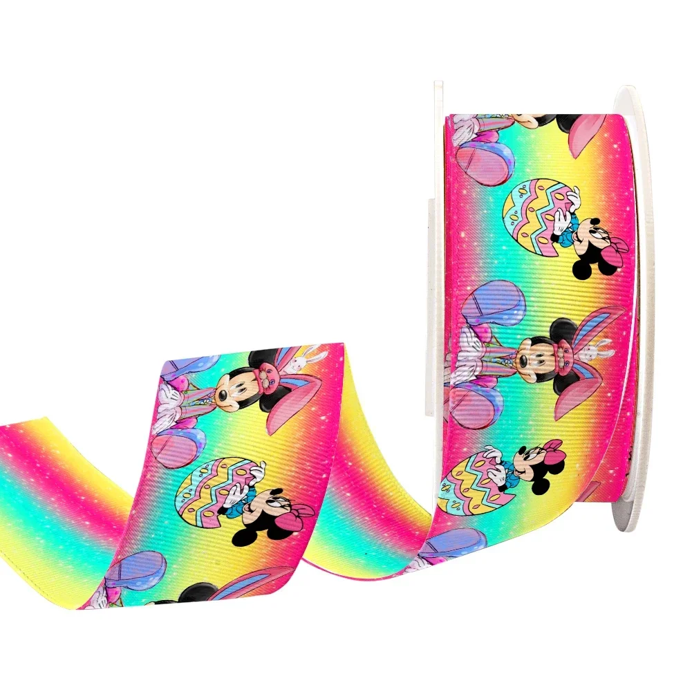 

10 Yards Easter Day Disney Cartoon Mickey Mouse Pattern Double Side Printed Grosgrain Ribbon