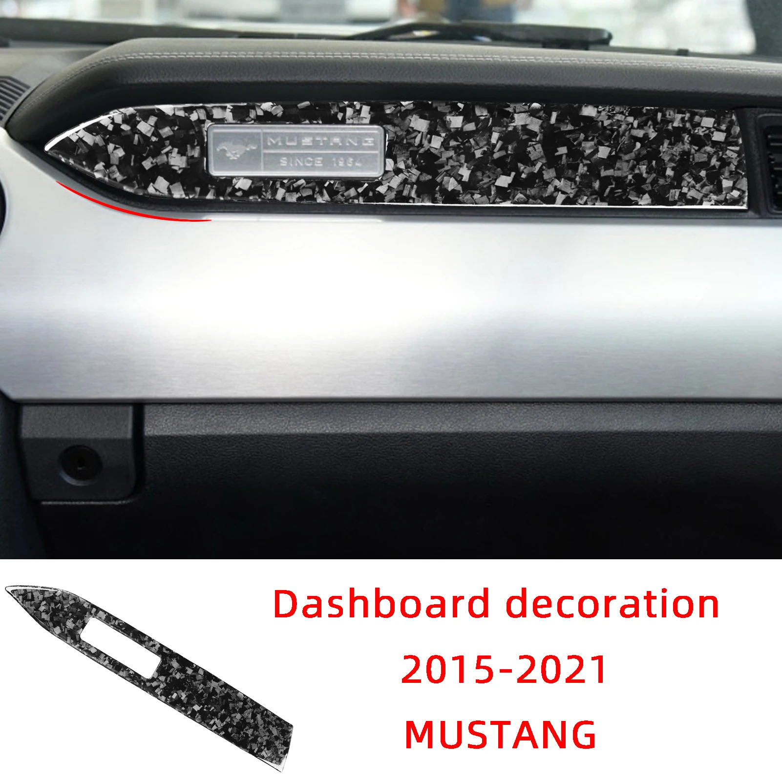 

Co-pilot Dashboard Decoration Strips Froged Texture Carbon Fiber Car Stickers For 2015-2021 Ford Mustang Interior Accessories