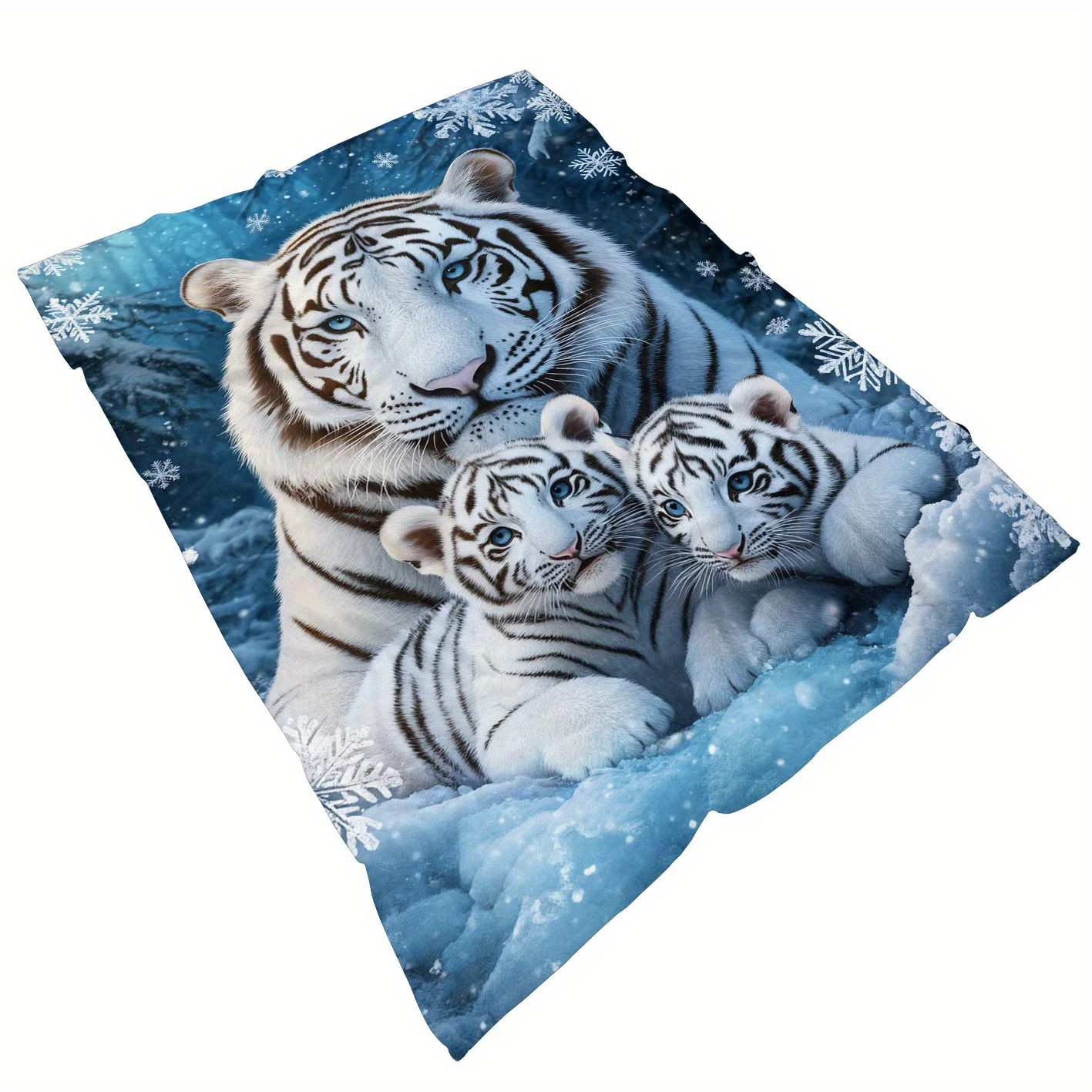 

The anti-adventure comfortable white tiger and Little tiger pattern flannel blanket is soft, light and warm, suitable for sofas