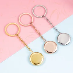 Fnixtar 1pc Mirror Polish Stainless Steel Round Photo Locket Pendant Keychains For Womens Lovers Best Friends Car Key Jewelry