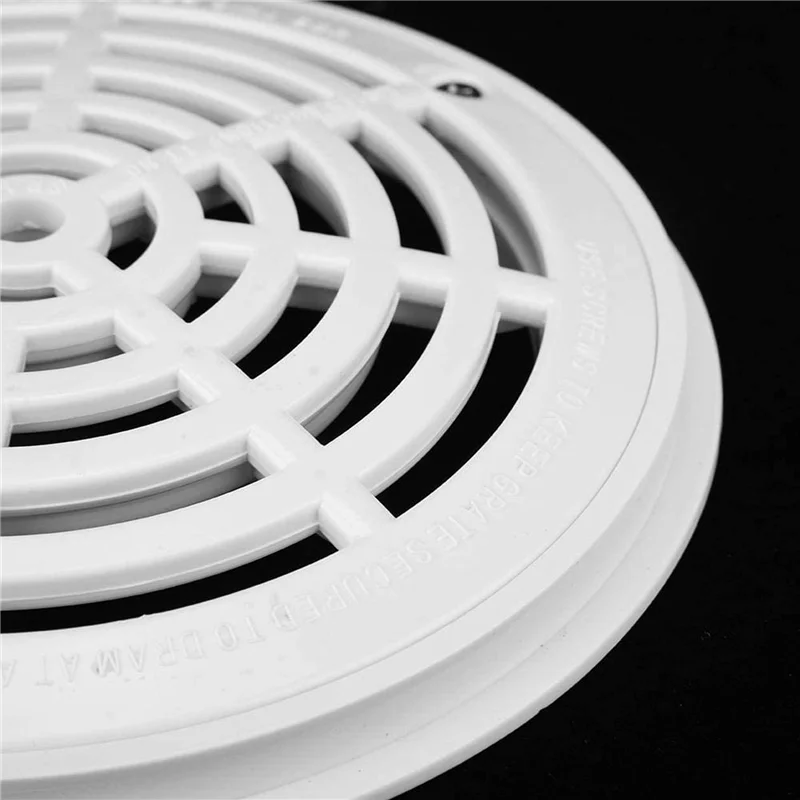 

ELOS-6Pcs 8Inch Pool Main Drain Cover The Top Grate Bottom Mounting Plates White Replacement Pool Drain Cover