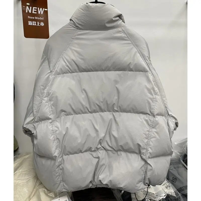 جاكيت قطني متباين بياقة واقفة عصرية للنساء في شتاء 2025، مع إحساس فاخر وفضفاض، مقاس سميك #5