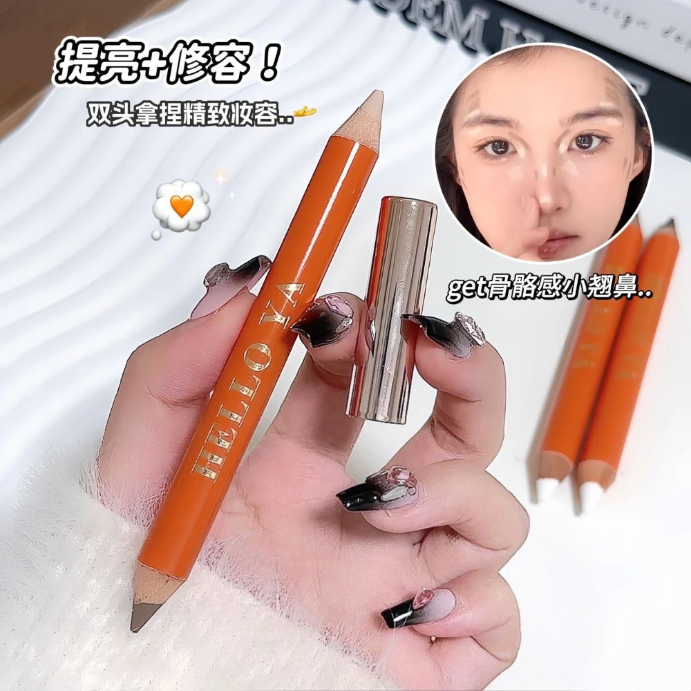 Stylo d'ombrage de contour à Double extrémité, éclaircissant pour le visage, profil d'ombre de nez, correcteur d'ombre de nez tridimensionnel, maquillage, cosmétiques