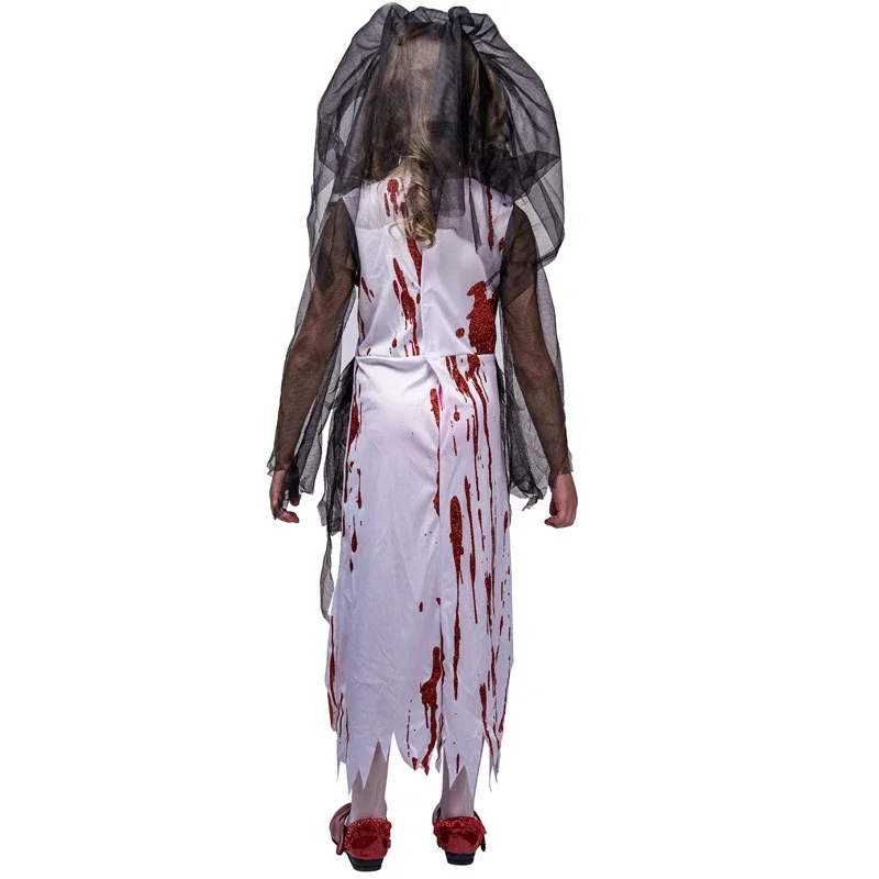 Costume de Cosplay Effrayant de Zombie Sanglant pour Fille, Robe de ix, Carnaval, Pourim, Parade, Halloween