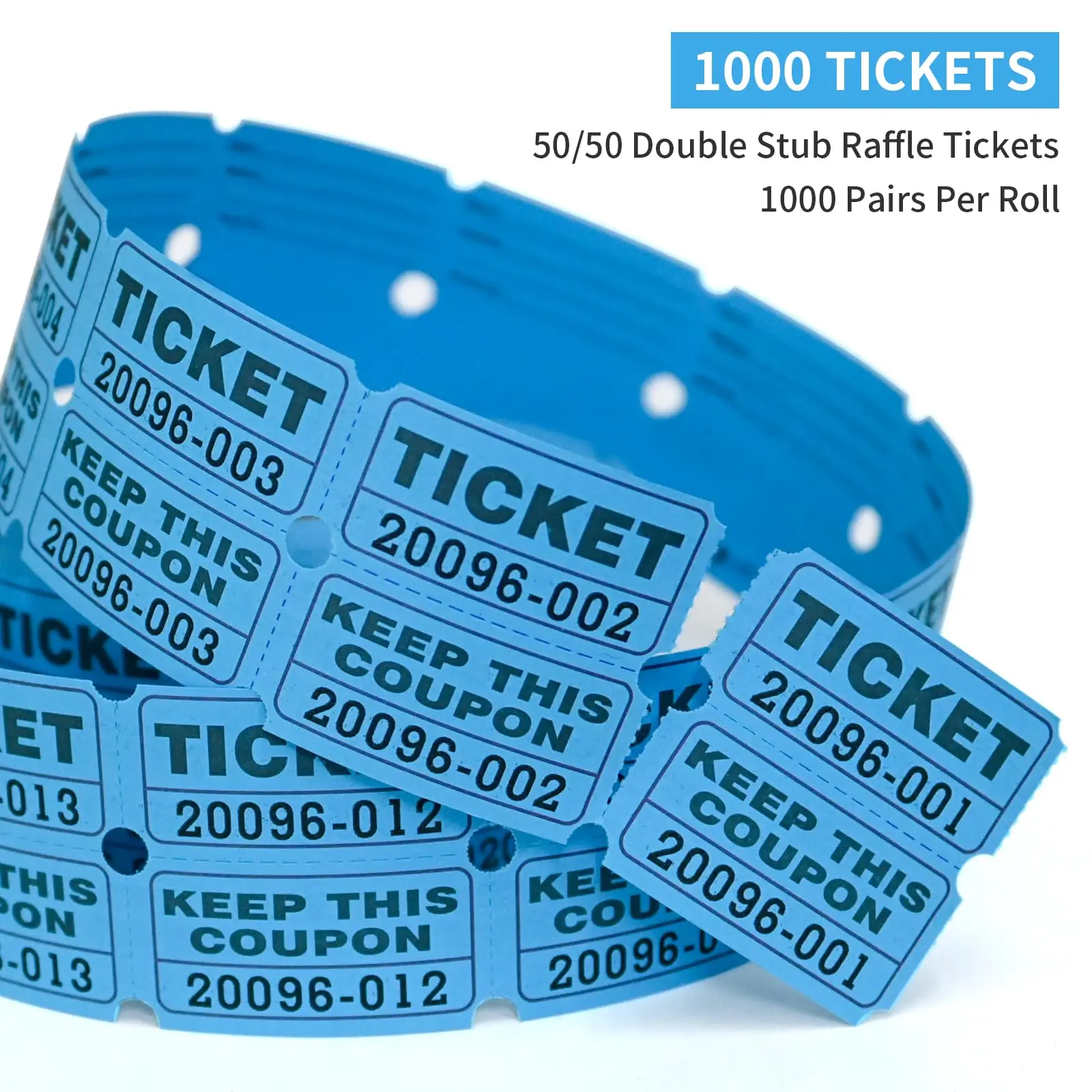 Naturalabel Raffle Tickets Double Rolls 1000 per Roll 50/50 Raffle Tickets for Events, Entry, Class Reward, Prizes