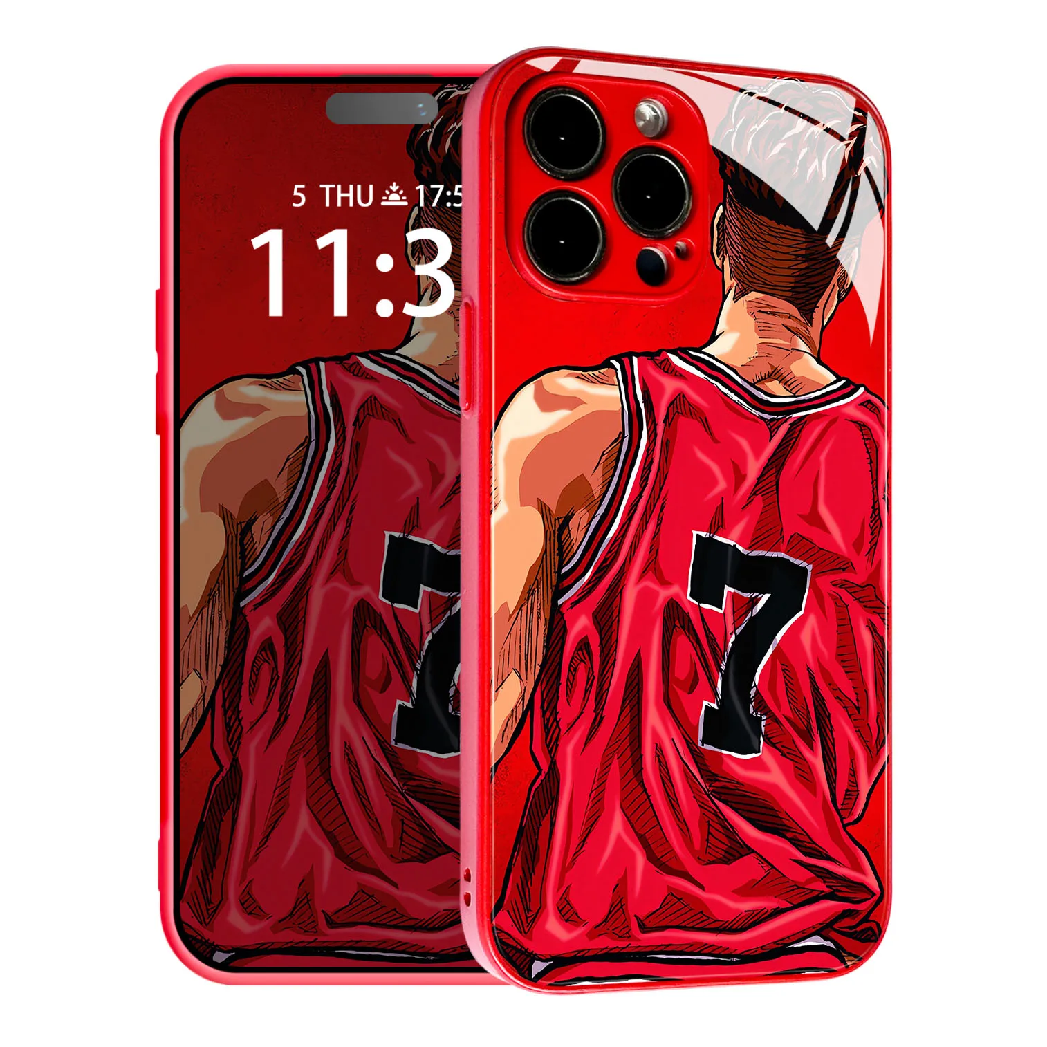 Anime Red TPU Tempered Glass Manga Ryota Miyagi Phone Case For iPhone 15 14 11 Pro Max 7 8 15 Plus 12 13 Mini Xr Xs