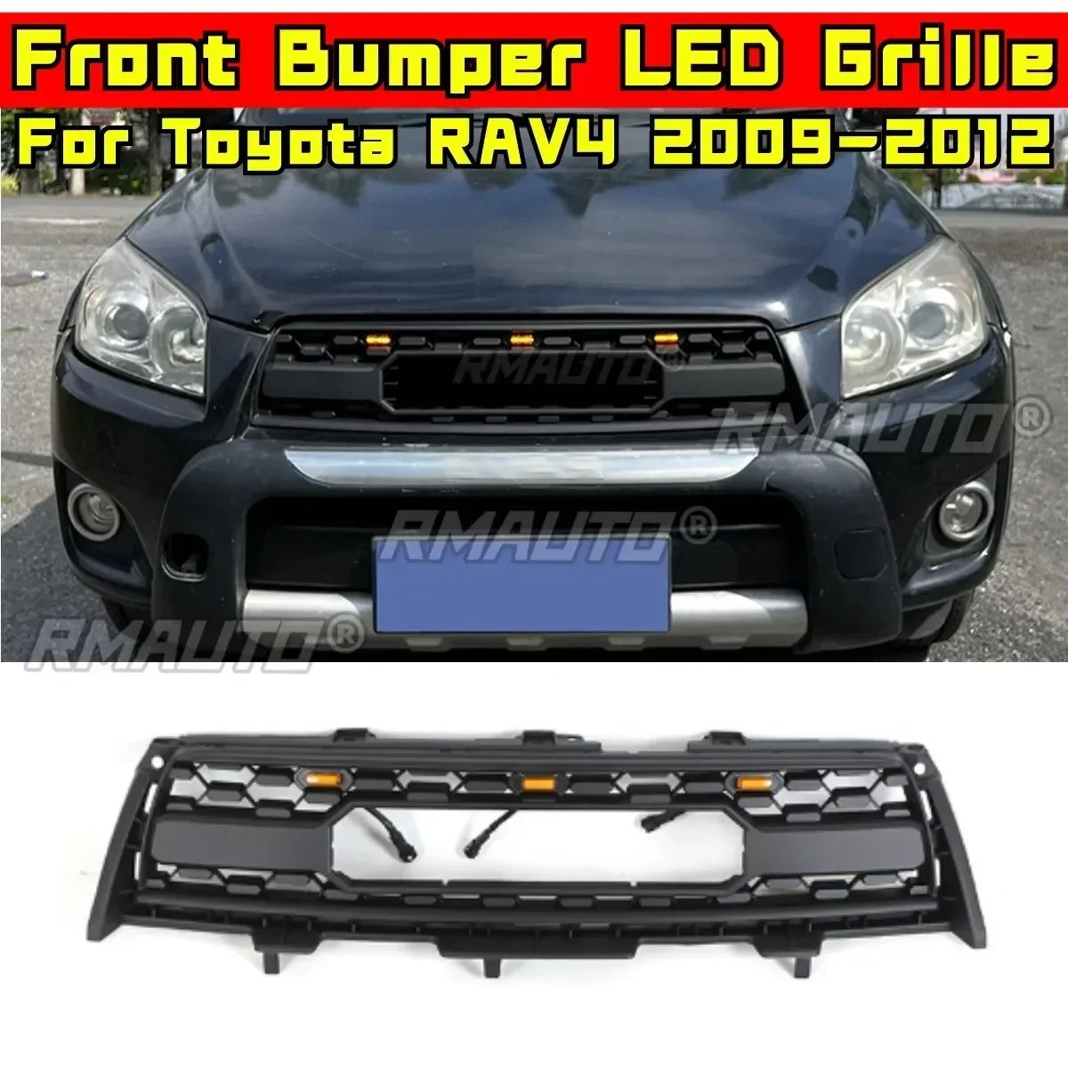 Front Racing Facelift Upper Radiator Grilles For Toyota RAV4 2009-2012 Body Kit Car Front Bumper Racing Grille Car Accessories