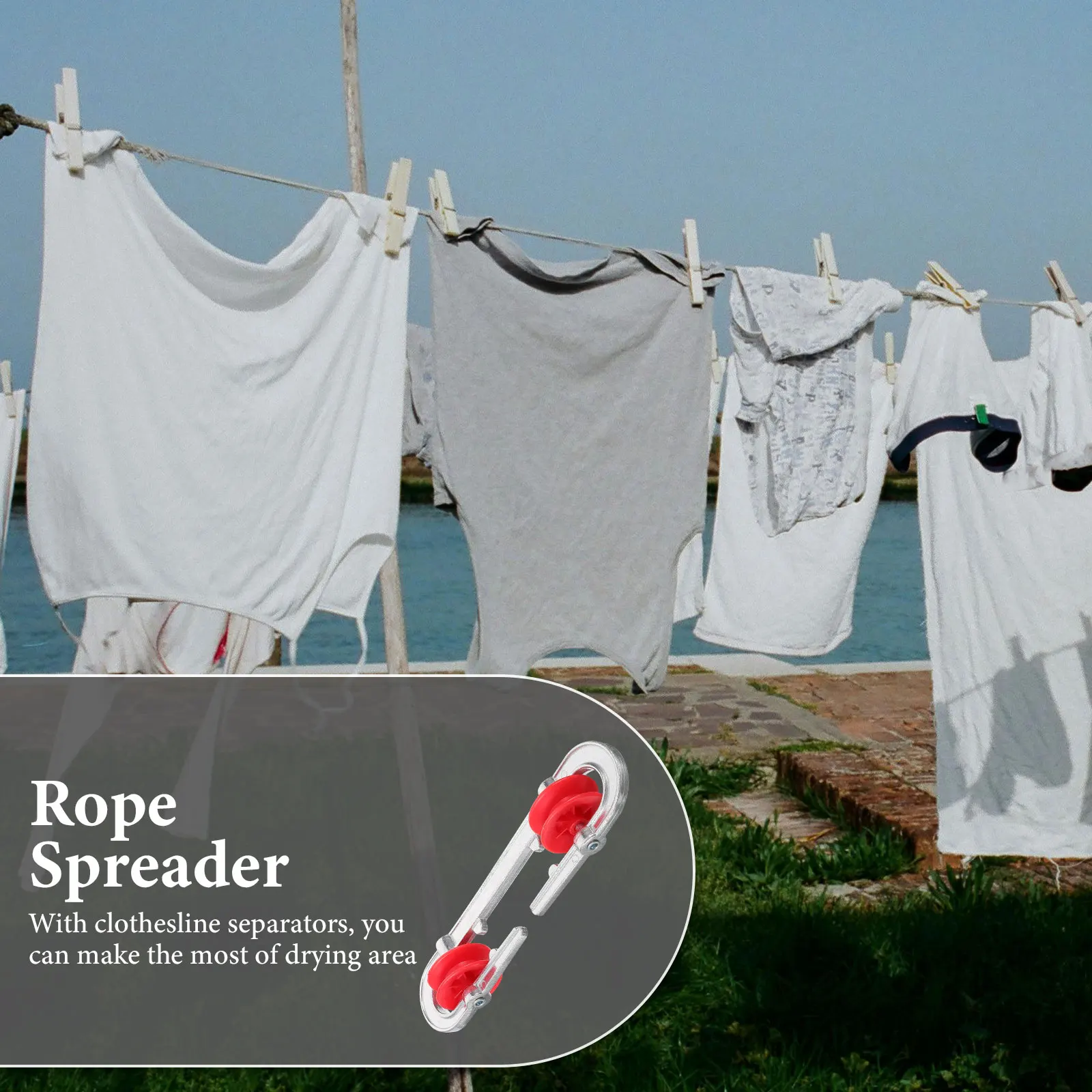 

Aluminum Plastic Wheel Clothesline Separator Material Space Saving Heavy Duty Wire Rope Spreader Cloth Drying