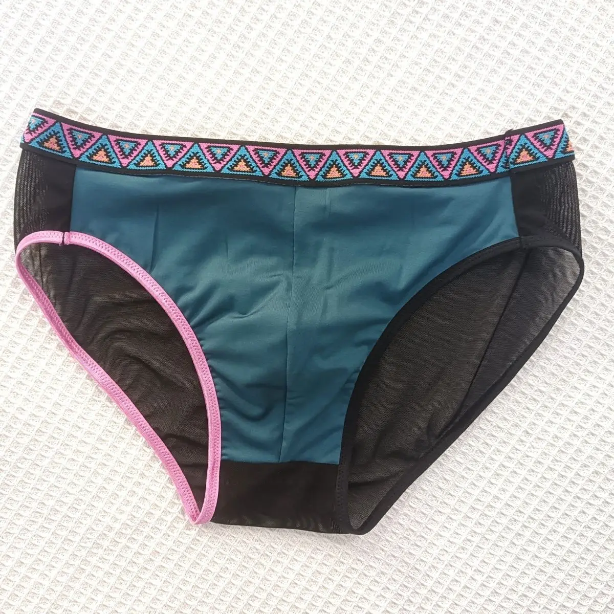 Man's Hip Mesh Breathing Blue Color Pantys BF Gifts Briefs DJ CLub Bar Costumes